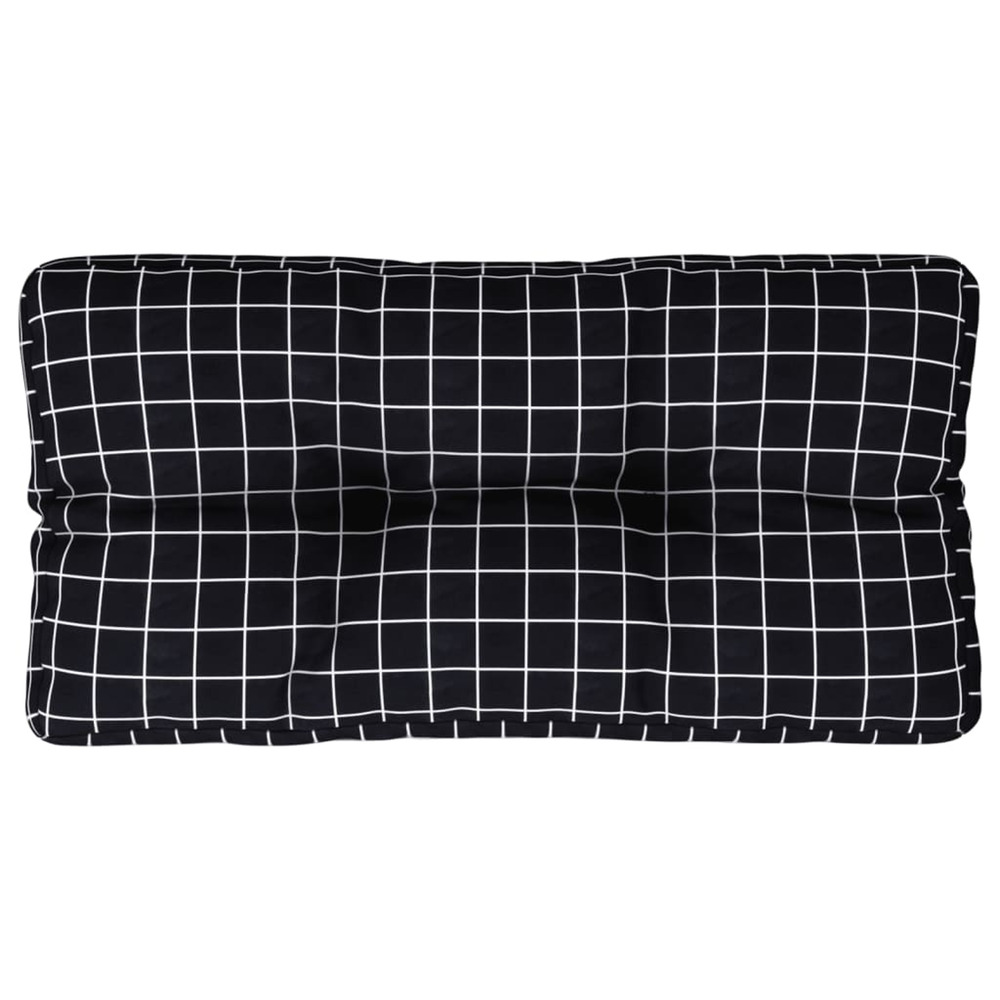 Coussin de palette motif à carreaux noir 70x40x12 cm tissu