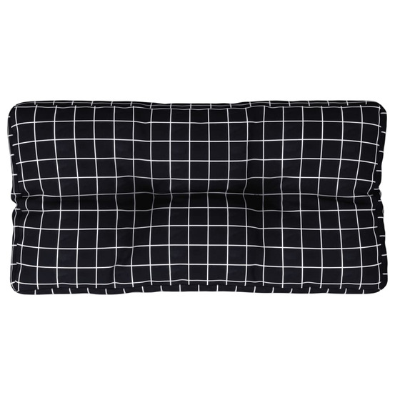 Coussin de palette motif à carreaux noir 70x40x12 cm tissu