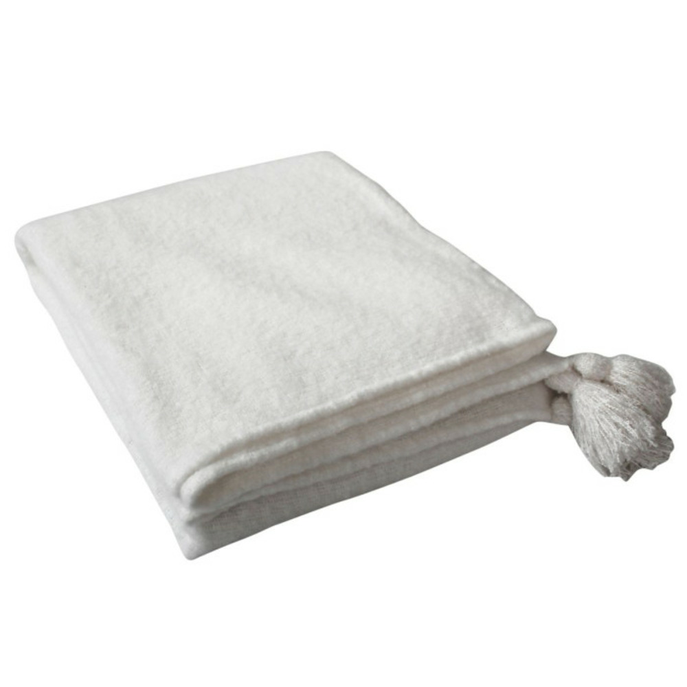 Plaid effet laine à pompons 