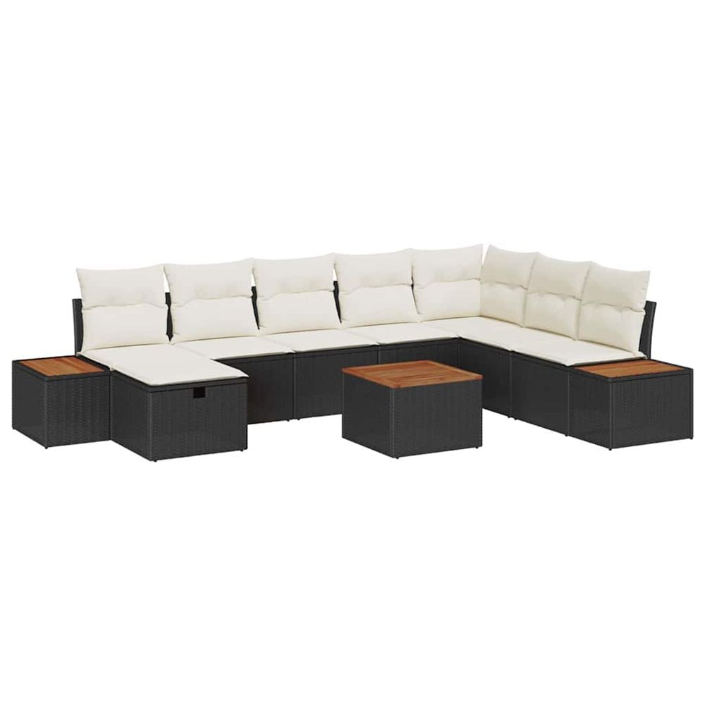 Ensemble de canapé de jardin 9 pc noir polyrotin