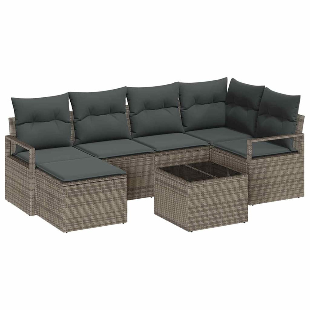 Ensemble de canapé de jardin avec coussin 7 pcs gris clair