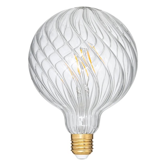 Ampoule led globe strié g125 filament droit transparent