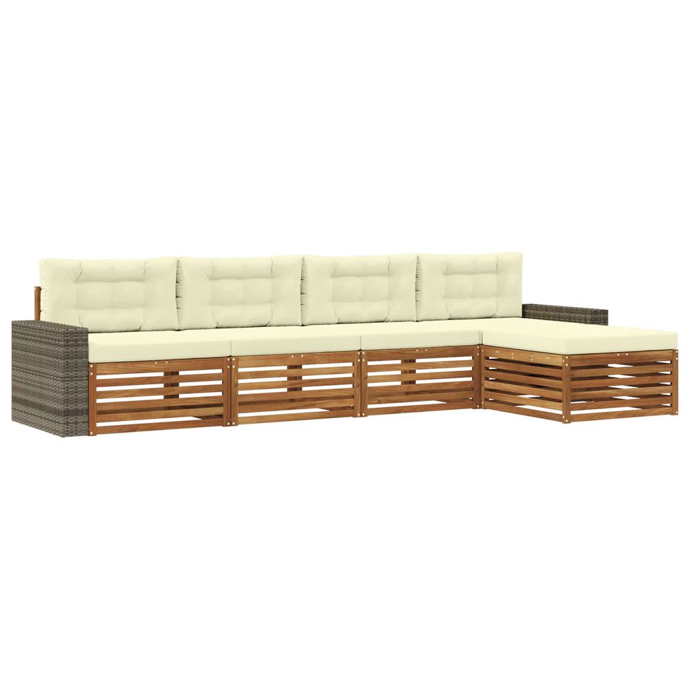 Ensemble de canapés d'extérieur 5 pc naturel et crème polyester