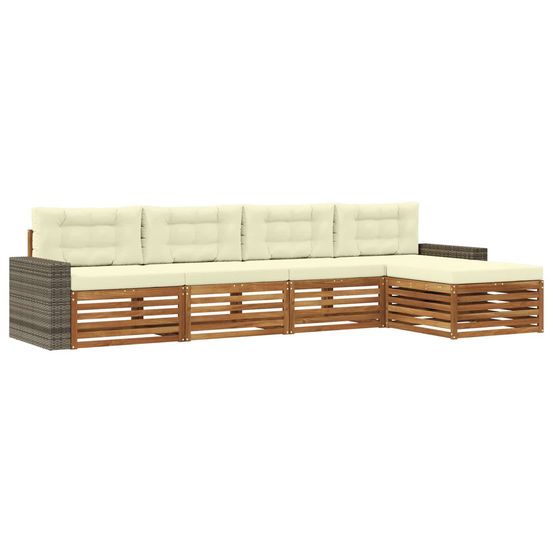 Ensemble de canapés d'extérieur 5 pc naturel et crème polyester