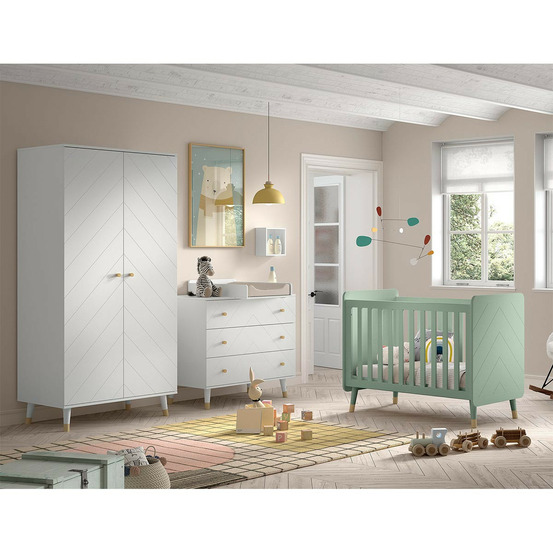 Pack - lit bébé, armoire & commode