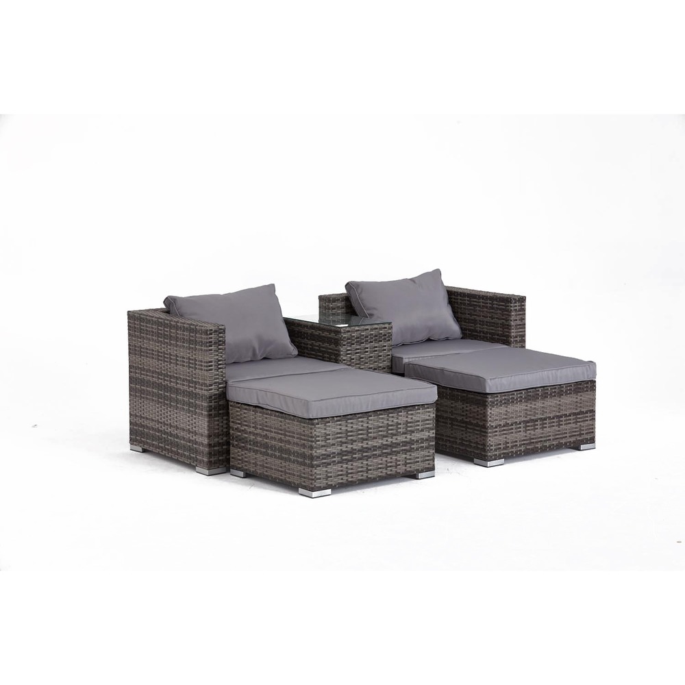 Salon de jardin 4 places en résine tressée gris moana