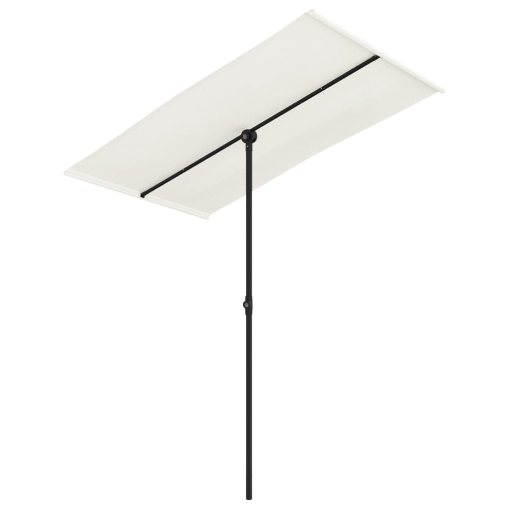 Parasol d'extérieur avec mât en aluminium 180 x 130cm blanc sable