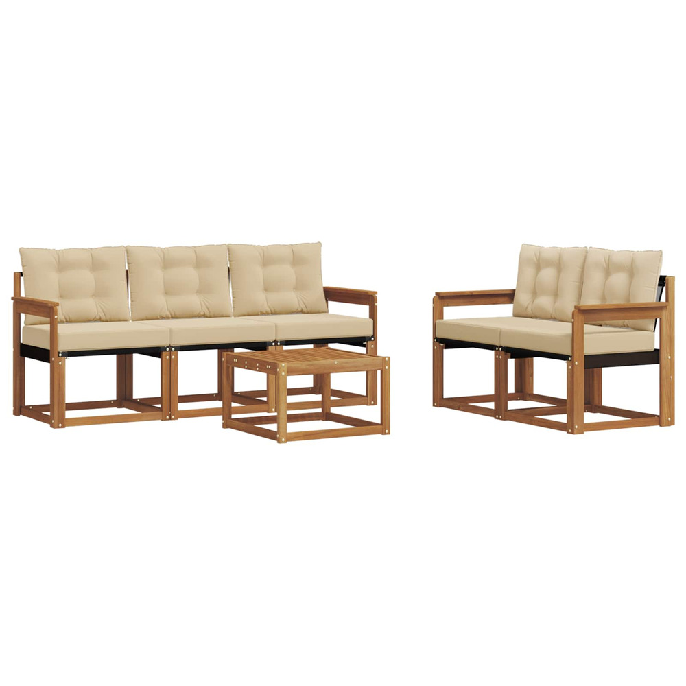 Ensemble de canapés d'extérieur 6 pcs naturel et beige