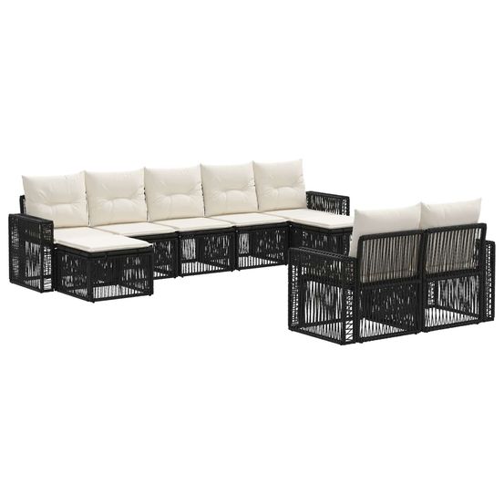 Ensemble de canapé de jardin 9 pc noir et blanc crème polyrotin