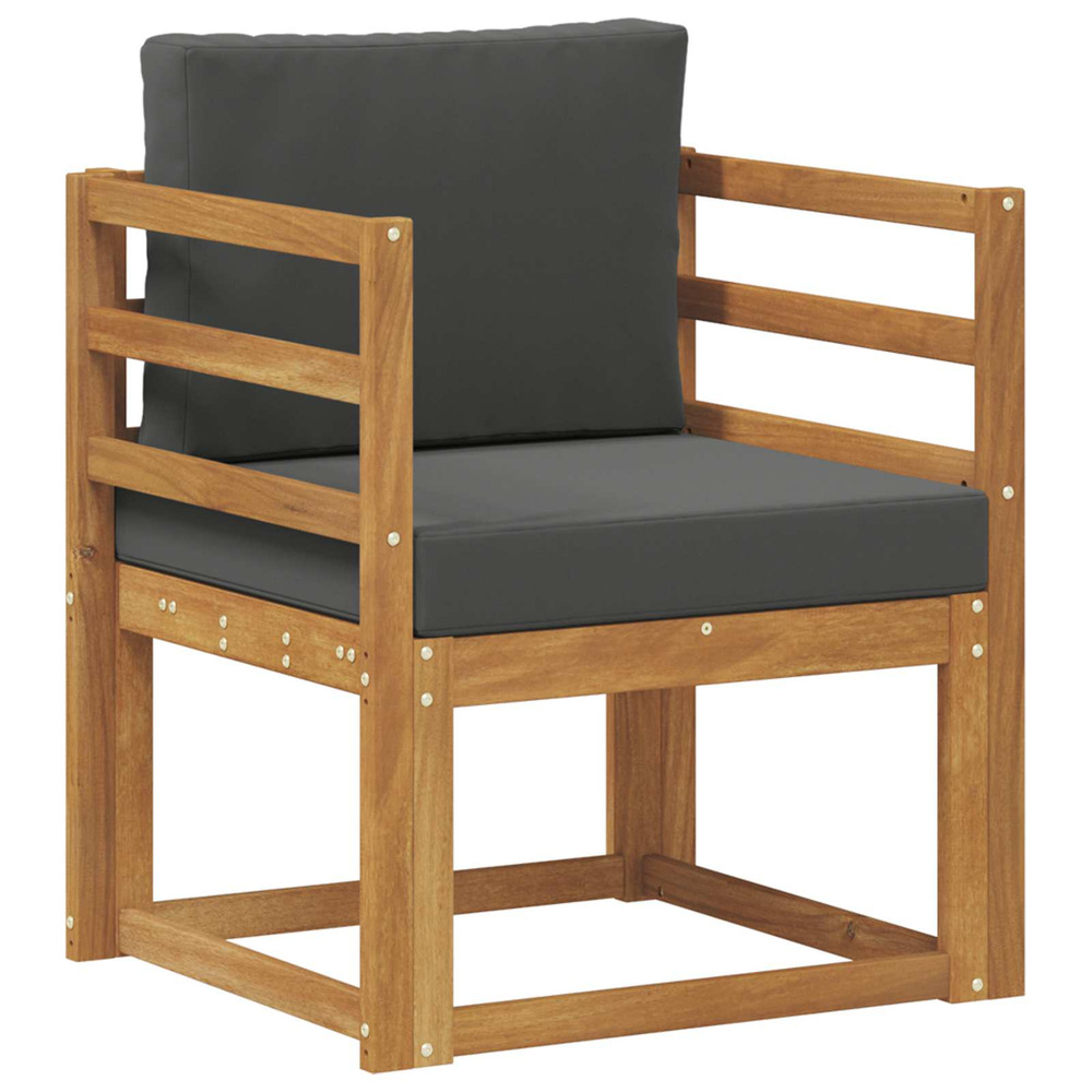 Canapé d’extérieur bois d'acacia massif et polyester naturel