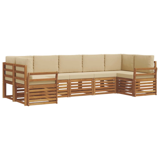 Ensemble de canapé d'angle avec coussin 7 pcs naturel et beige