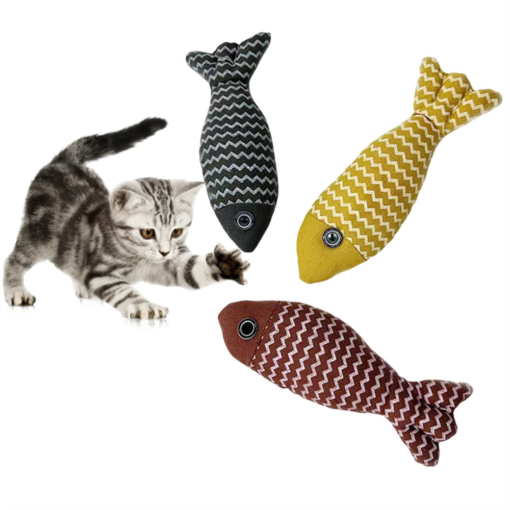Jouet poisson en toile de lin pour chat 3 articles