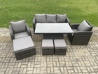 Ensemble de meubles de jardin en rotin ave canapé 2 chaises inclinable 3 tabourets mélange gris foncé