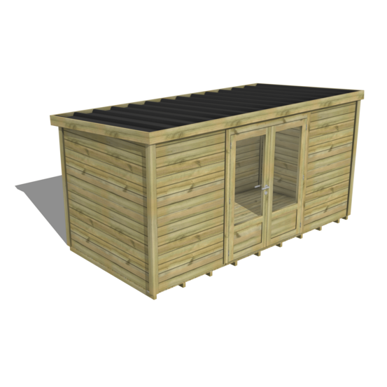 Abri de jardin bois pin traité autoclave 27mm - essentiel - 4,34x2,14m / 9m2 - bac acier - plancher bois