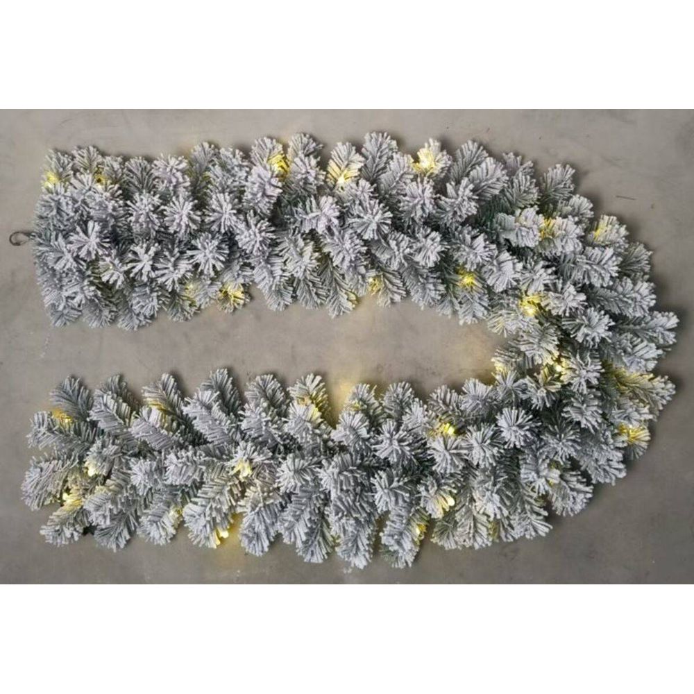 Guirlande de noël lumineuse naturelle floquée 270 cm