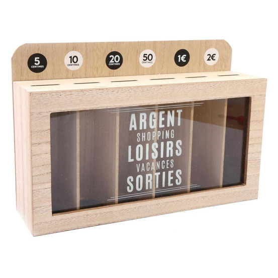 Tirelire compartimentée shopping 30x20 cm