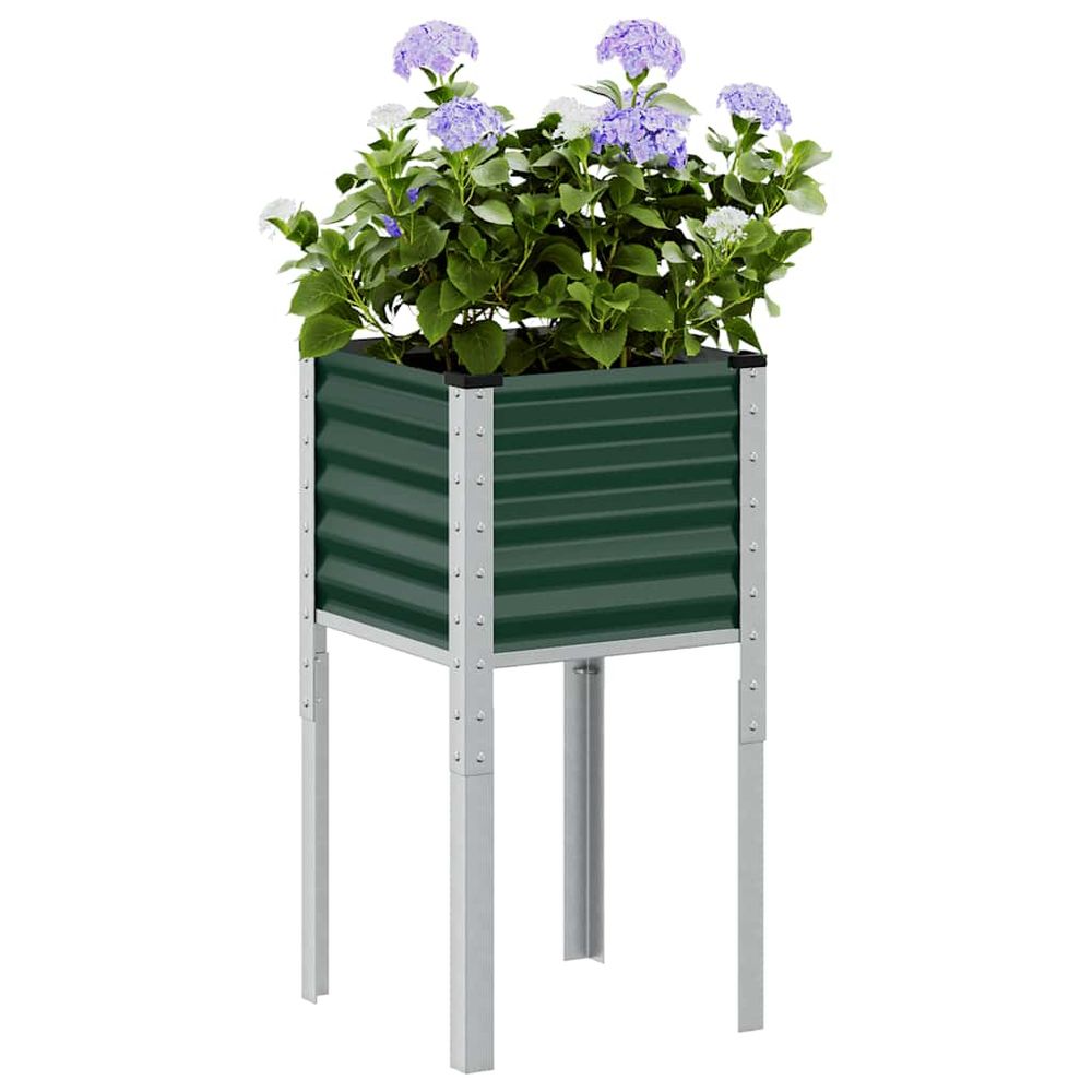 Jardinière haute carrée acier pour balcon et terrasse 45x45x88cm vert