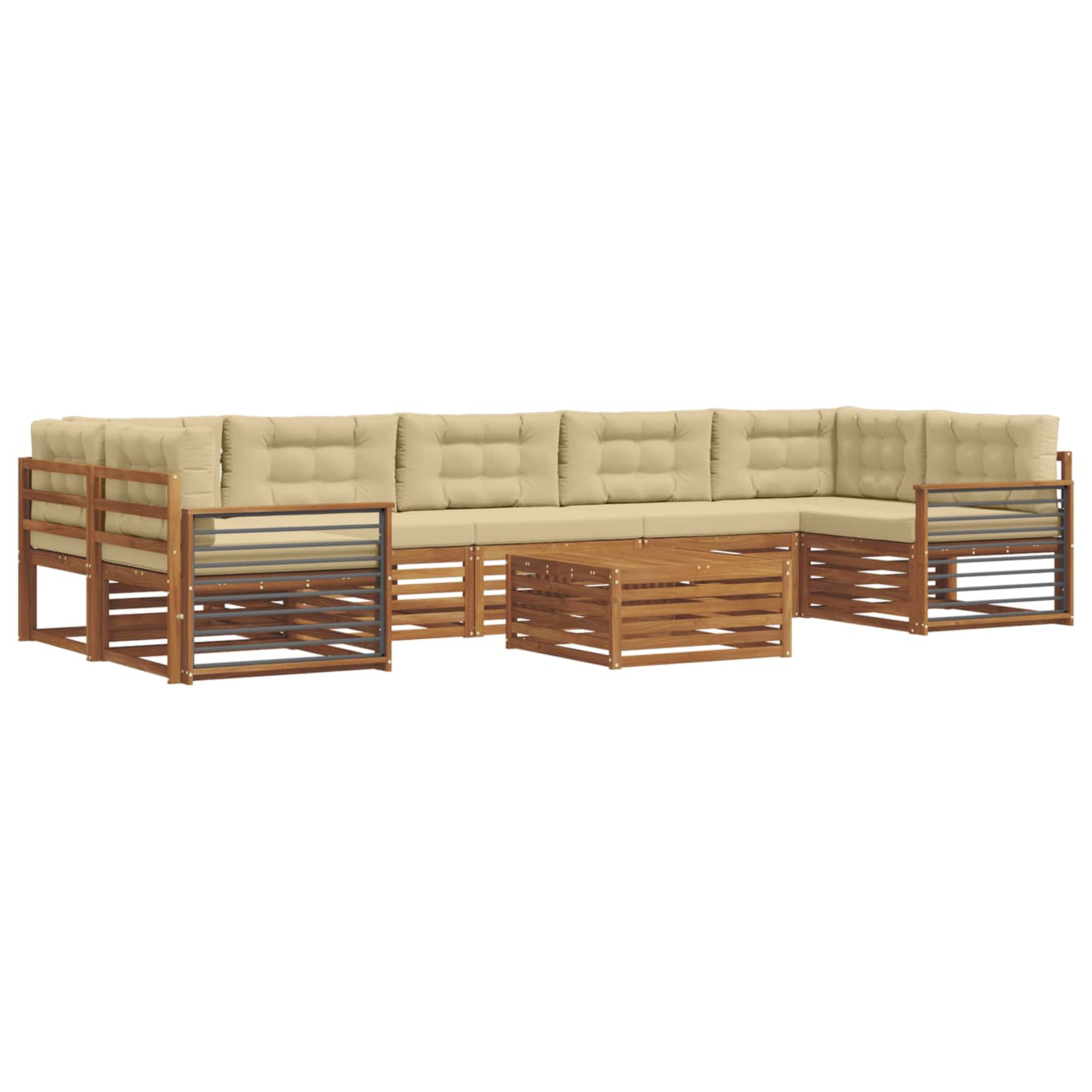 Ensemble de canapés d'extérieur 8 pcs naturel et beige