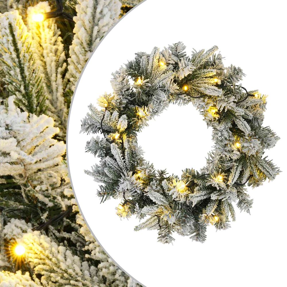 Couronne de noël blanc diam. 30 cm pvc et pe 25 led
