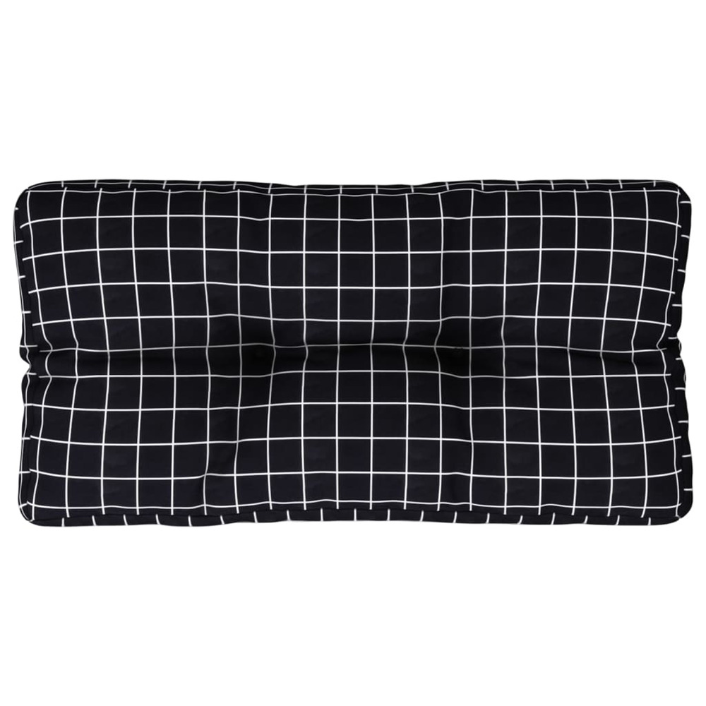 Coussin de palette motif à carreaux noir 80x40x12 cm tissu