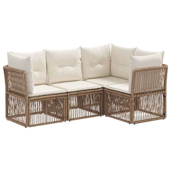 Ensemble de canapé de jardin 4 pc beige polyrotin