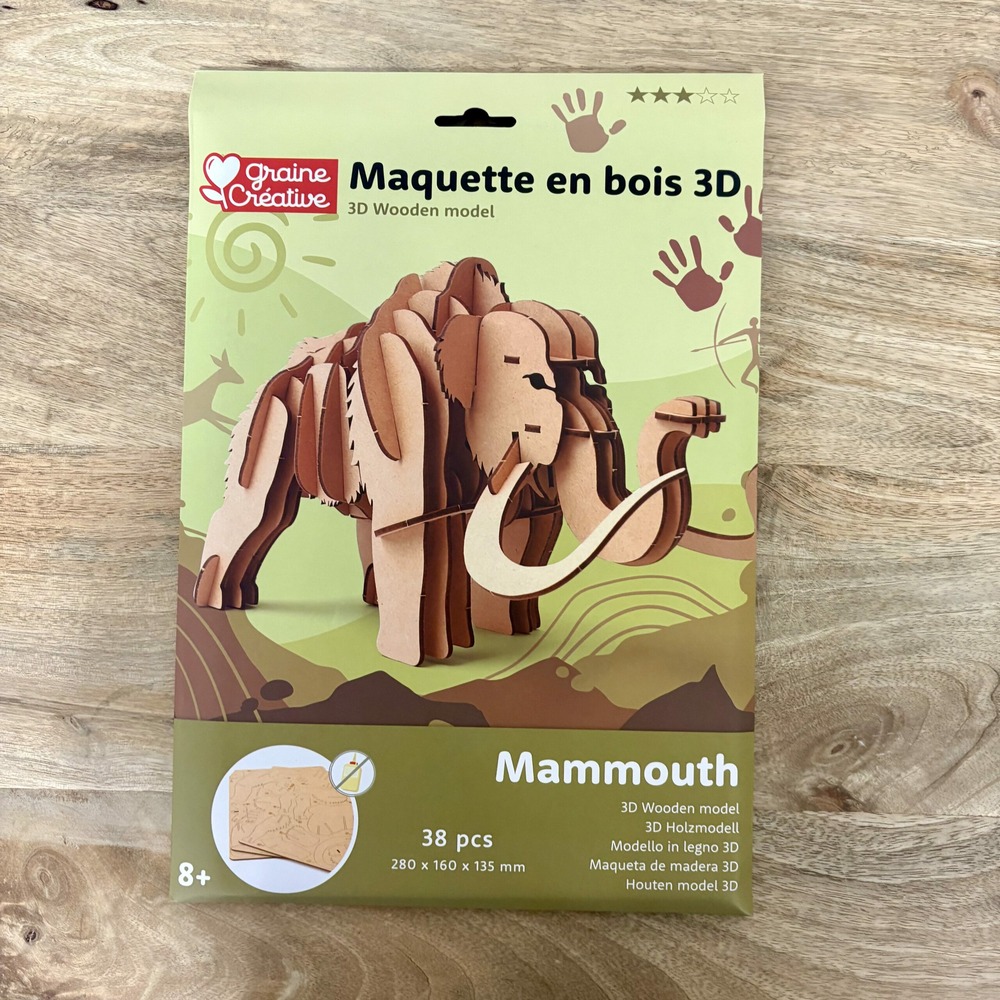 Maquette 3d en bois - mammouth