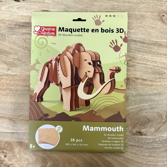 Maquette 3d en bois - mammouth