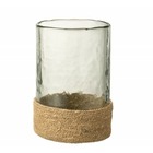 Vase avec dessous jute en verre transparent 14x14x20 cm