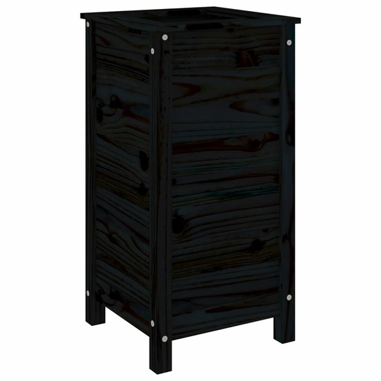 Jardinière noir 40x40x78 cm bois massif de pin