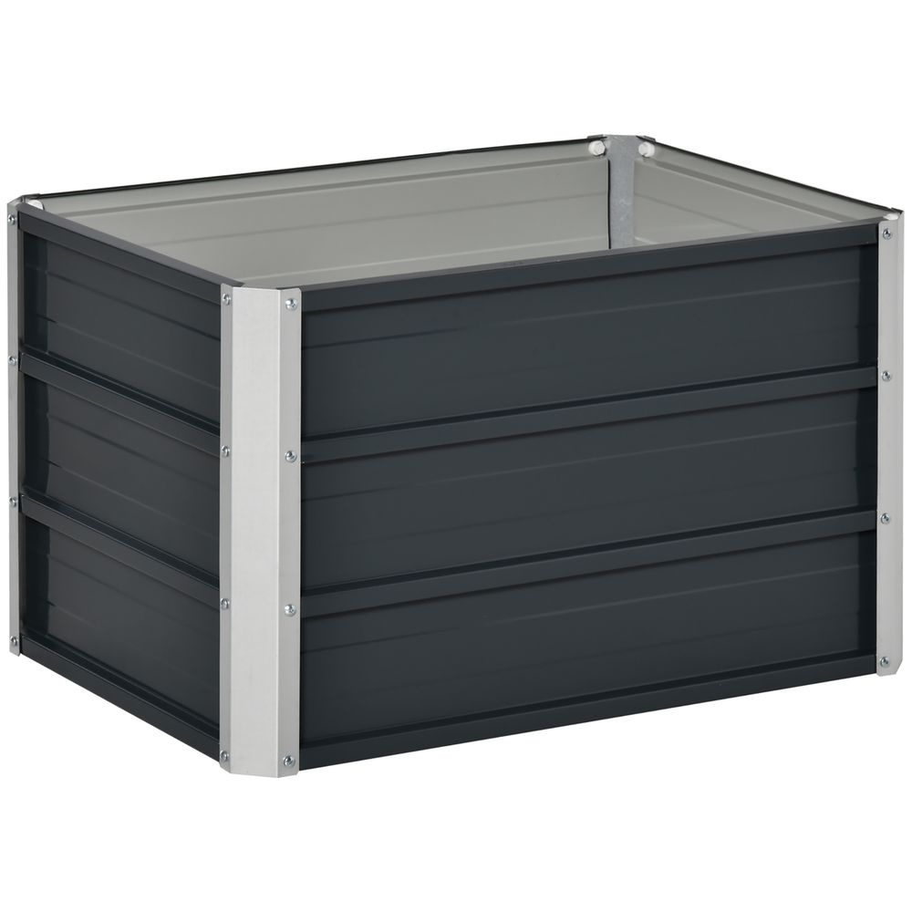 Petit carré potager en acier pour balcon et jardin à fond ouvert 66x47x40 cm gris foncé