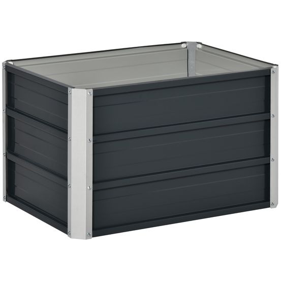 Petit carré potager en acier pour balcon et jardin à fond ouvert 66x47x40 cm gris foncé