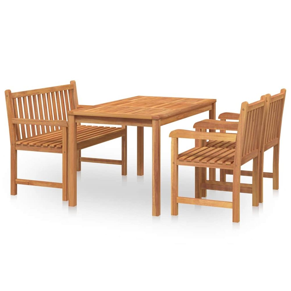 Ensemble à manger de jardin 4 pcs bois de teck massif