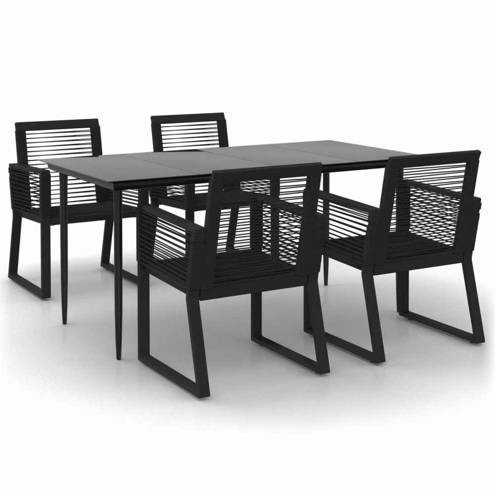 Ensemble à manger de jardin 5 pcs noir rotin pvc