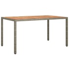 Table de jardin 150x90x75 cm résine tressée bois d'acacia gris