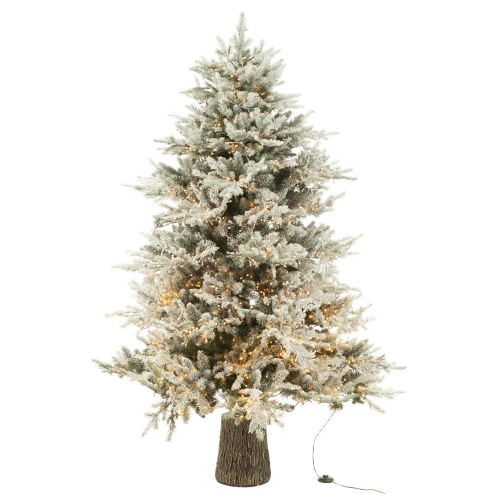 Sapin de noël artificiel avec led en plastique blanc 140x140x210 cm h210