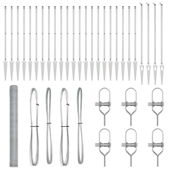 Clôture avec poteaux argent 1.6 x 50 m acier recouvert de pvc