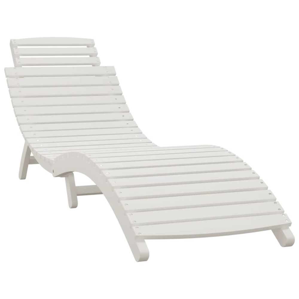 Chaise longue blanc 184x55x64 cm bois massif d'acacia bain de soleil