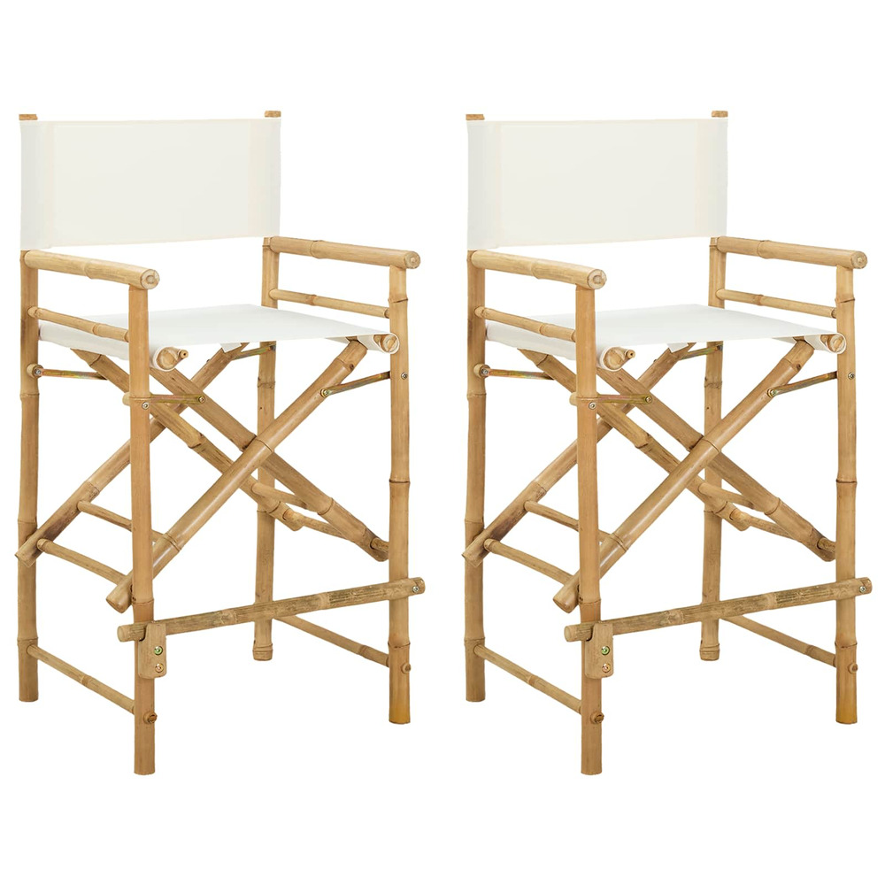 Chaise de directeur pliante 2 pcs naturel bambou