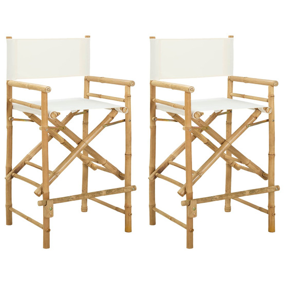 Chaise de directeur pliante 2 pcs naturel bambou