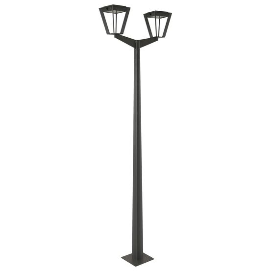 Lampadaire solaire extérieur double métro en aluminium gris h.220 cm