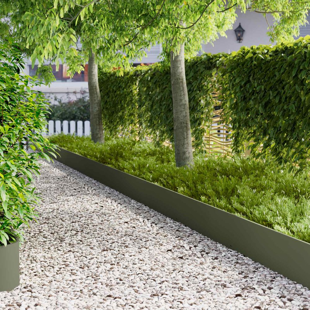 Bordure de pelouse acier pour aménagement définition espaces 103x30cm vert olive
