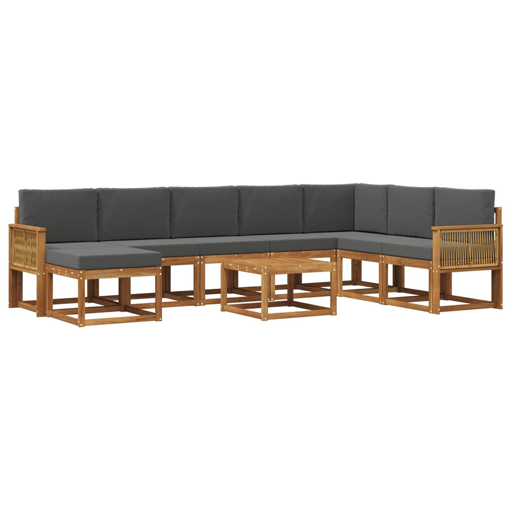 Ensemble de canapés d'extérieur 9 pcs naturel et anthracite