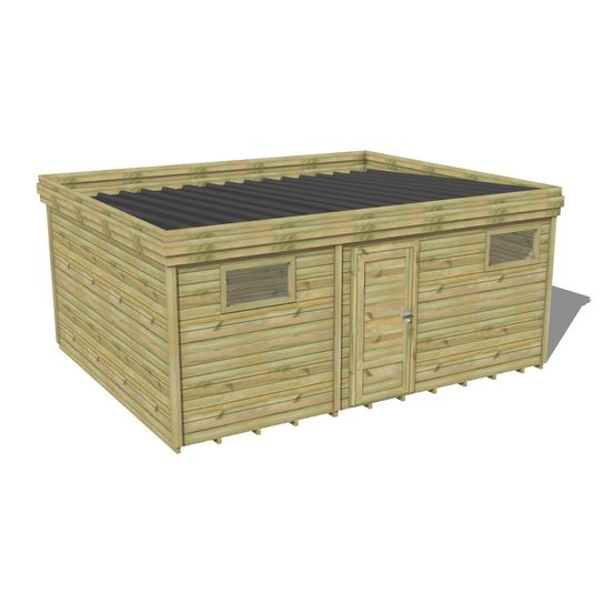 Abri de jardin bois pin traité autoclave 27mm - 5,495x4,34m / 24m2 - bac acier - plancher bois