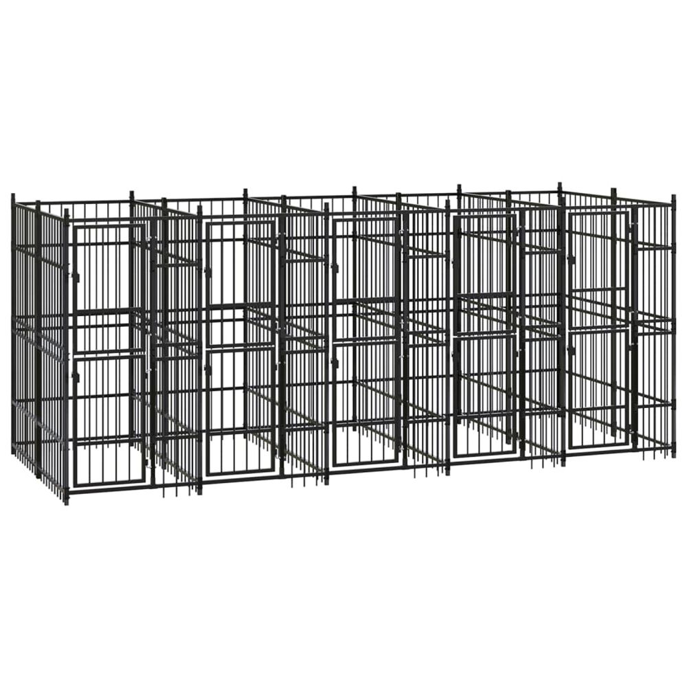Chenil d'extérieur pour chiens acier 9,22 m²