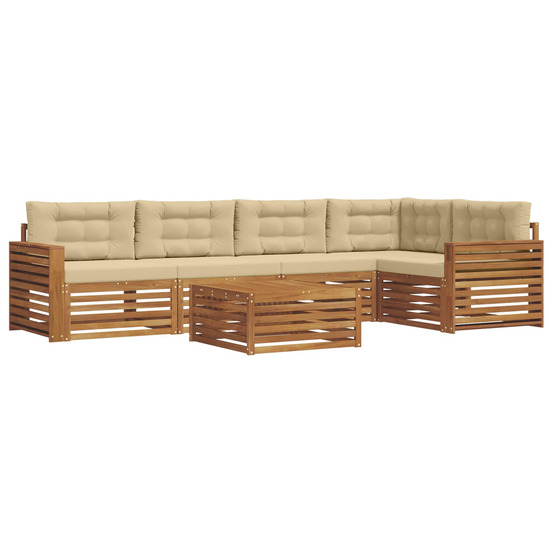 Ensemble de canapés d'extérieur 6 pcs naturel et beige