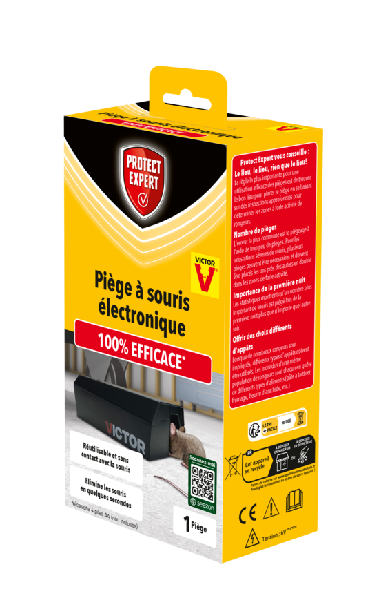 Protect expert piège à souris electronique - facile a utiliser - elimination rapide - jusqu'à 100 souris par pile soutrapn