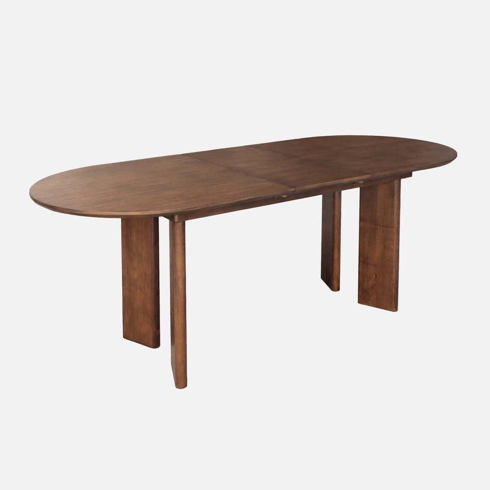 Table à manger oblongue extensible bois d'hévéa et placage chêne 6-8 places 170-210cm - albane