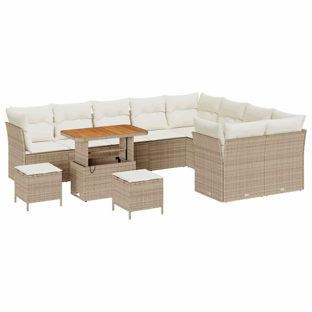 Ensemble de canapé de jardin 12 pc beige polyrotin