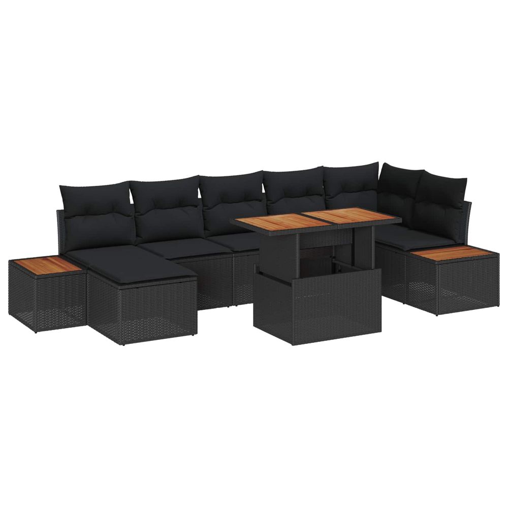 Ensemble de canapé de jardin 8 pc noir poly rotin