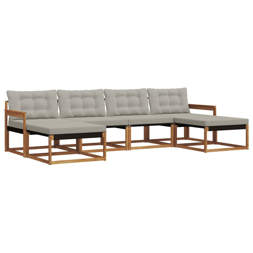 Ensemble de canapés d'extérieur 6 pcs gris naturel et clair